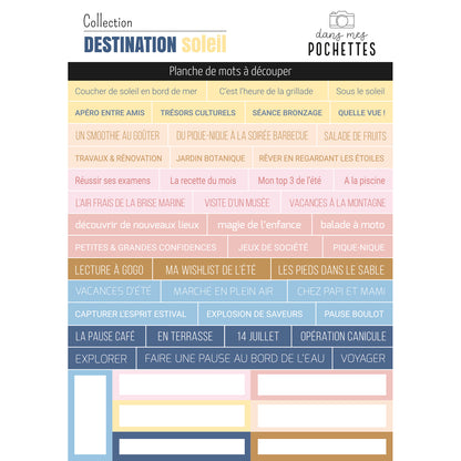 Planche de mots à découper - Destination soleil