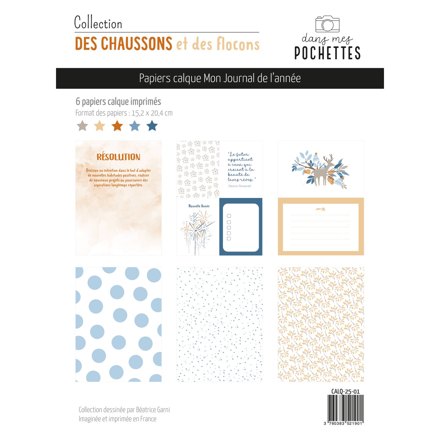 Assortiment de papiers calque - Des chaussons et des flocons