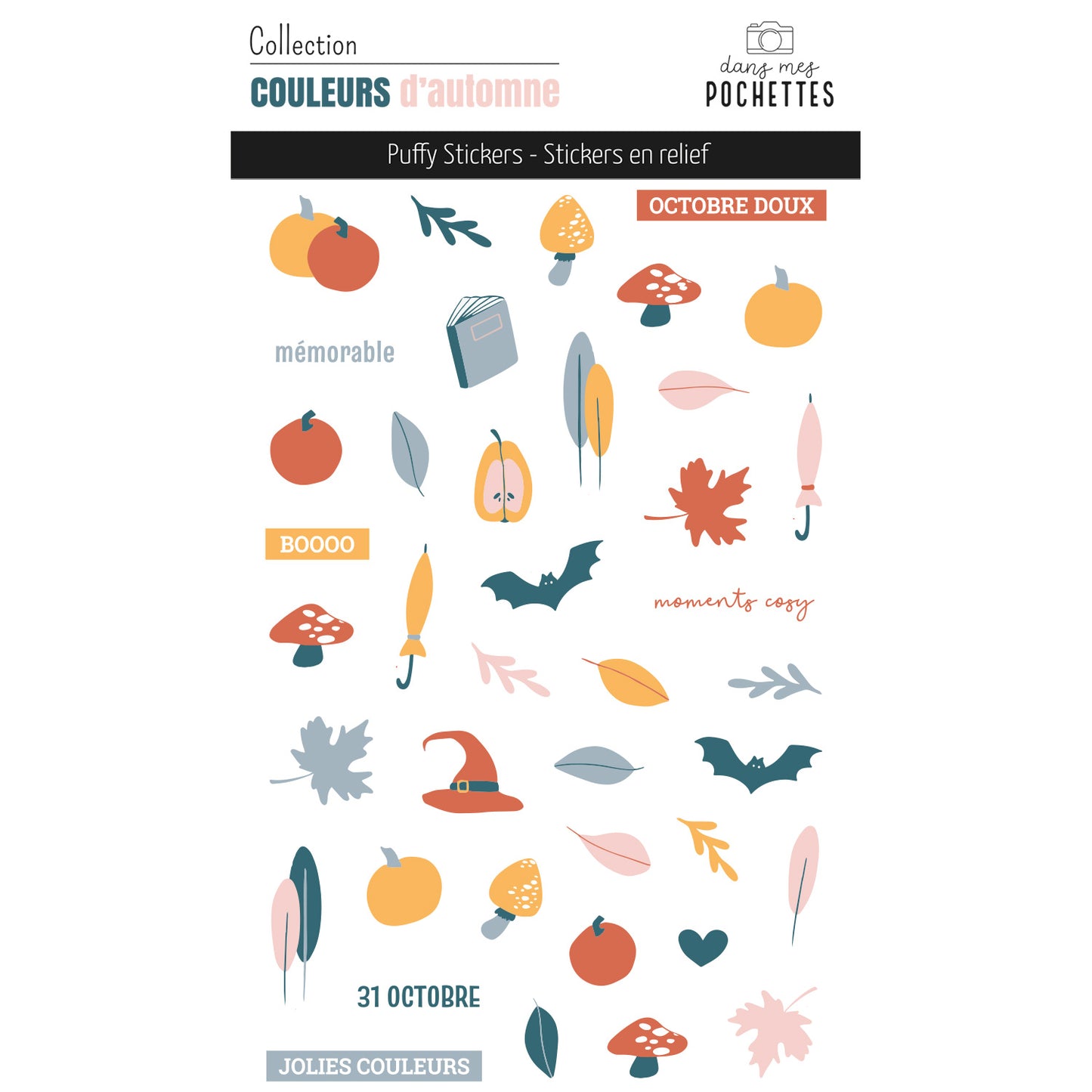 Stickers Puffy - Couleurs d'automne