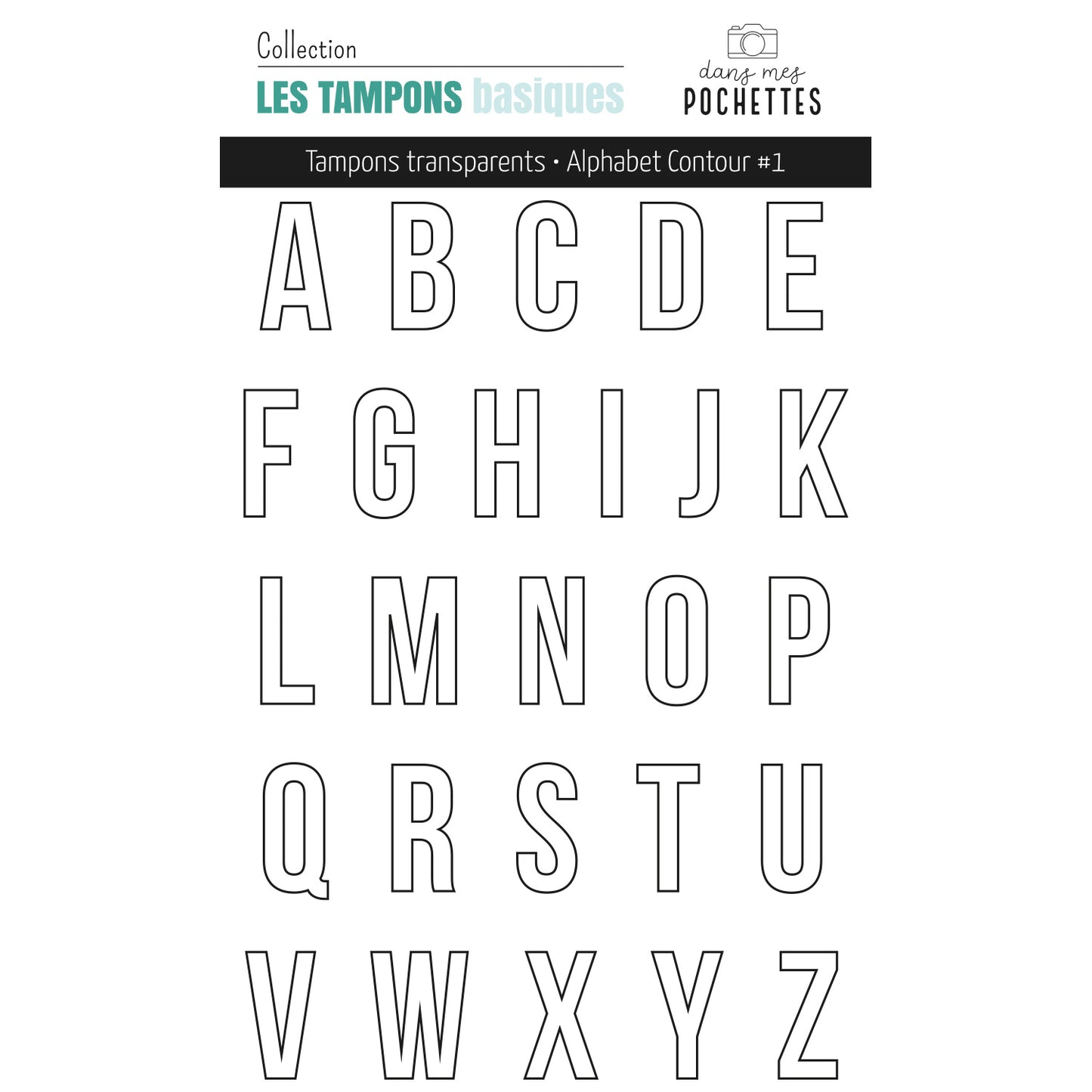 Planche de tampons clear - Alphabet contour