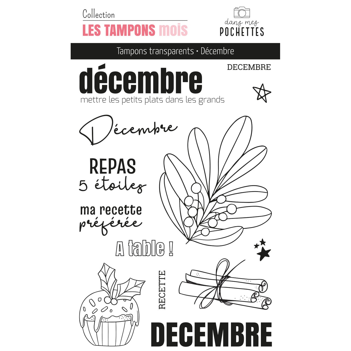 Planche de tampons clear - Décembre